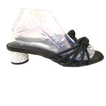 ZARA  Kitten Rhinestone Heel Black Strappy Knot Sandals 7.5 Wedding Cruise Resort Photo 2