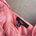 Lulus Lulu’s Adorably Admired Light Pink Floral Jacquard Tie-Strap Midi Dress size sma Photo 9