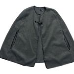 Torrid  Marled Knit Faux Leather Trim Cape Grey, OS New Photo 0