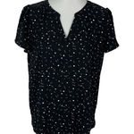 Hilary Radley  Blouse Medium Black Heart‎ Print Button Front Workwear Classic Photo 0