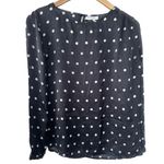 Maris Stella Silk Polka Dot Scoop Neck Long Cuff Sleeves Prairie Blouse Top L Black Size L Photo 0