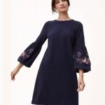 Loft Floral Embroidered Bell Sleeve Shift Dress Photo 8