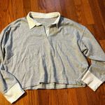 Aerie  grey and white collared pull over long sleeve size large Photo 1