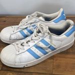 Adidas  Women’s White Light Blue Shell Toe Superstar Sneakers Shoes Sz 6 Photo 0