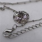 Unique Vintage Dainty Chic  Vintage Silver Tone Faux Pearl Small Pendant Necklace Photo 2