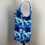 White House | Black Market  Blue Abstract Ruffle Tank Top Sleeveless Blouse XL Photo 4