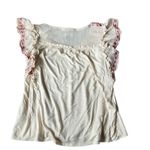 Knox Rose  Women's Oatmeal Flutter Short Sleeve Embroidered Shirt - Small - NWT Photo 7