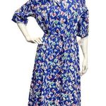 70s Vintage Carolina Maid Sz 12 Novelty Flags Print Belted MIDI Dress Blue Photo 0