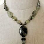 moss agate prehnite sterling silver beaded pendant necklace Green Photo 0