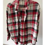 Old Navy  Womens Size XL The Boyfriend Shirt Flannel Red Beige Green Photo 0