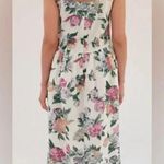 TACH x ANTHROPOLOGIE | Marita Linen Dress Floral Midi Dress Cottagcore | Small Pink Photo 1
