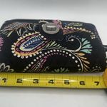 Vera Bradley Turn Lock Quilted Wallet Zip Around Black Paisley Print Photo 9