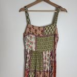 Anthropologie ATL The Label Dress Gypsiana ruffle ladies M Pink Boho Patchwork Maxi Rayon Photo 3
