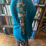 Reba embroidered flowers western cowboycore boho shirt Blue Photo 2