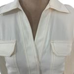 Madewell New Contrast Stitch Popover Blouse XS White Ivory Long Sleeve MSRP $118 Photo 6