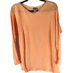 Chico's Orange Long Sleeve Top Thin Knit Cotton Blend Boat Neck 0 (US Size S) Photo 0