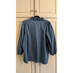 Crown & Ivy Women's Blue Denim Ruffle V-Neck Blouse Plus Size XXL Photo 3