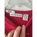 Victoria Jones Sweater Black Beaded Christmas Embroidered Doll Size XL Red Photo 4