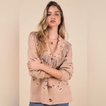 Lumiere Wild Out Bandana Fringe Cardigan. Tan Size L Photo 2