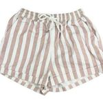 Forever 21 Pink White Cotton Striped Elastic Waist Drawstring Pockets Short Sz S Photo 0