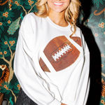 QUEEN OF SPARKLES Women’s White Sequin Football Soft Sweatshirt Size‎ Small Size M Photo 0