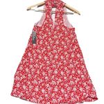 Lulus  Lean Close Red/White Floral Halter Neck Mini Swing Dress  Size XS New Photo 11