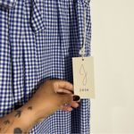 Joie ‎ Blue And White Gingham Paper-bag Wide Leg Pants Belted Size Medium Photo 4