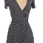 Kimchi Blue  Navy Blue Striped Short Sleeve Plunge Romper Womens XS Photo 0
