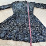 Maje  100% Viscose in Smocking Indigo Patterned With Long Sleeve Dress Photo 3