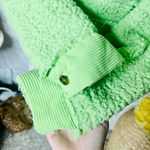 Boutique Lime Green Cropped Sherpa Jacket Photo 9