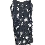 Forever 21  Celestial Sun Moon Black Cami Ruched Mini Dress Womens M NWT Lined Photo 3