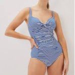 Nip Tuck One Piece Swimsuit Stripe Bikini Nautical Striped Joanne Paloma 10 L Blue Photo 3