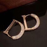 18K Gold Plated Cubic Zirconia D Letter Dangle Drop Earrings for Women Photo 0