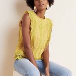 Anthropologie  Eri + Ali Gold Yellow Pink Lace Tank Top Blouse Photo 0