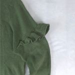 J.Crew Sweater Womens L Green Ruffle Sleeve Cotton Ribbed Knit Classic Fit Size L Photo 6