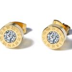 Boutique Women's Stainless Steel Roman Numerals Round Cubic Zirconia 8mm Stud Earrings Photo 0