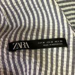 ZARA  Womens Blue Striped V-Neck Sleeveless Drawstring One-Piece Jumpsuit Sz M Photo 4