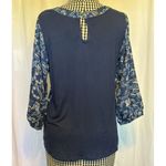 PaperMoon  Top Blouse Womens Size XS Paisley Print Navy Blue & Pink Stitch Fix Photo 2