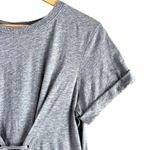 Joie  Lizeth Lace Up Corset Front Short Sleeve Top in Heather Grey 100% Cotton, M Photo 4