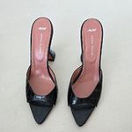 Amina Muaddi  Black Pointy Lupita Leather Mules Photo 0