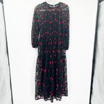 ZARA  Womens Whimsigoth Dark Sheer Embroidered Floral‎ Lace Midi Dress Size S Photo 6
