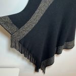 Cejon Y2K Black Poncho Cape Gold Metallic Fringe Boho Fall One Size Fits Most Photo 5