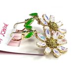 Betsey Johnson Iridescent Stone FLOWER EARRINGS 2.5" Dangle Drop Daisy Flowers Photo 1