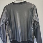 LAmade Black Varsity Vintage Fit Vegan Leather Sweatshirt. Size Small Photo 2