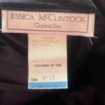 Gunne Sax Vtg  Women's 9/10 Strapless Dress Black Velour‎ Blue Floral Whimsigoth Photo 4