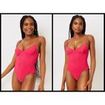 frankie's bikinis 💕💕 Marie Ribbed Underwire Swimsuit Rosewood Small S NWT Photo 2