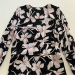Blue Island  Black & White Surplice Floral Tropical Long Sleeve Mini Dress Small Photo 7