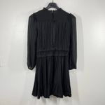 Current Air  Los Angeles Black Pleated Ruffle Mini‎ Dress XL Long Sleeve HighNeck Photo 1