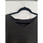 Laura Scott Laura‎ Scott Women's Black V Neck Tee Gold Stripe 1X Photo 1