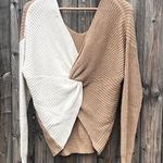 Love Tree  Color Block Cozy V-Neck Criss Cross Sweater Photo 0